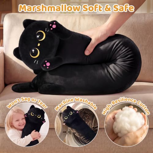 Mewaii Long Black Cat Plush Body Pillow - Cute Kawaii Design