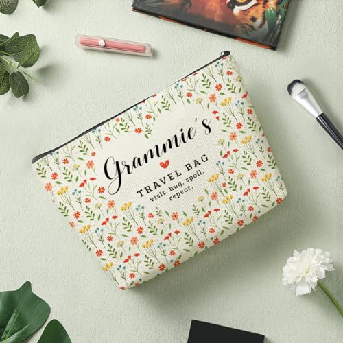 Decohim GrammieTravel Colorful Floral Makeup Bag for Women - Mom Grandma Gift