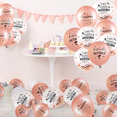 Happy Retirement Balloons - 18 Pcs Pink Sequin Latex Decorations