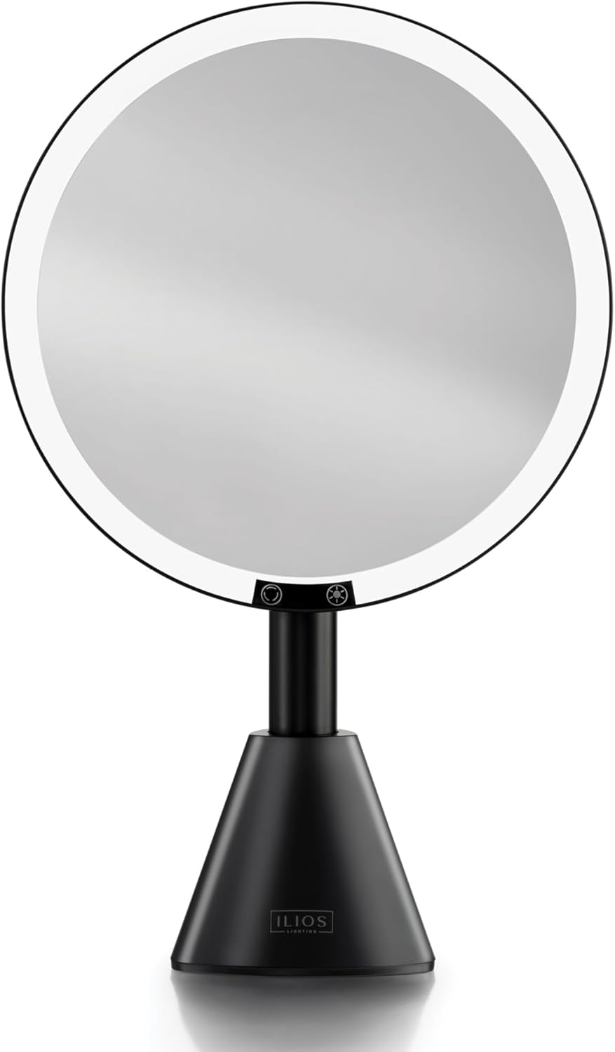 Ilios 9" Lighted Makeup Mirror - 5X Magnification, Rechargeable LED | Adjustable Lighting 3200K–6500K, Silver