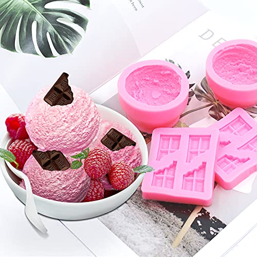 Silicone Candle Molds Set - 2 Ice Cream & 2 Chocolate Shapes