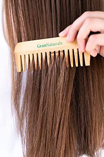 GranNaturals Wide Tooth Wooden Comb for Gentle Detangling
