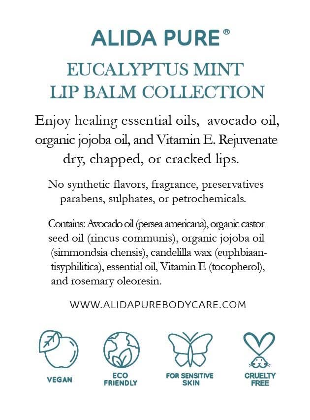 Eucalyptus Mint Lip Balm Collection - Vegan & Moisturizing (3 Tubes)