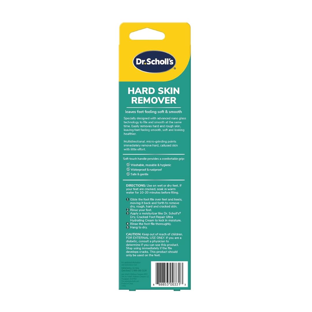 Dr. Scholl's Foot Callus Remover - Durable Nano Glass Foot File for Smooth Skin | Hygienic Pedicure Tool