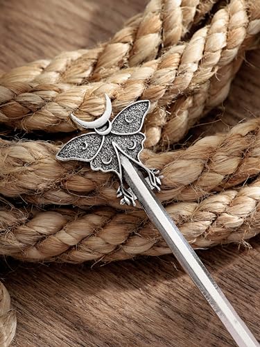 Luna Moth Crescent Moon Hair Clip - Gothic Witchy Metal Hairpin