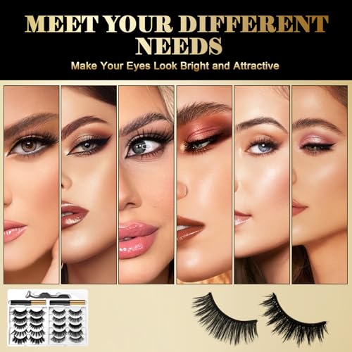 Magnetic Eyelashes Kit - 10 Pairs Reusable 3D Lashes with Eyeliner