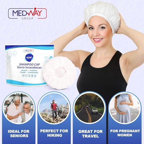 MedVance Rinse-Free Shampoo & Conditioner Shower Cap 3 Pack - Gentle, No Rinse Hair Wash for Sensitive Skin