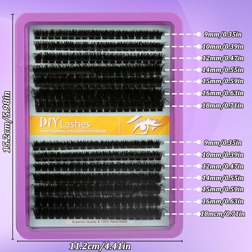 Himirell 60P C Curl Lash Clusters Extensions DIY Eyelash Kit 9-18mm Wispy Natural Look