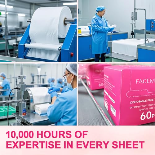 FACEMADE Disposable Face Towels - Biobased, Ultra-Soft & Absorbent, Large 60 Pack