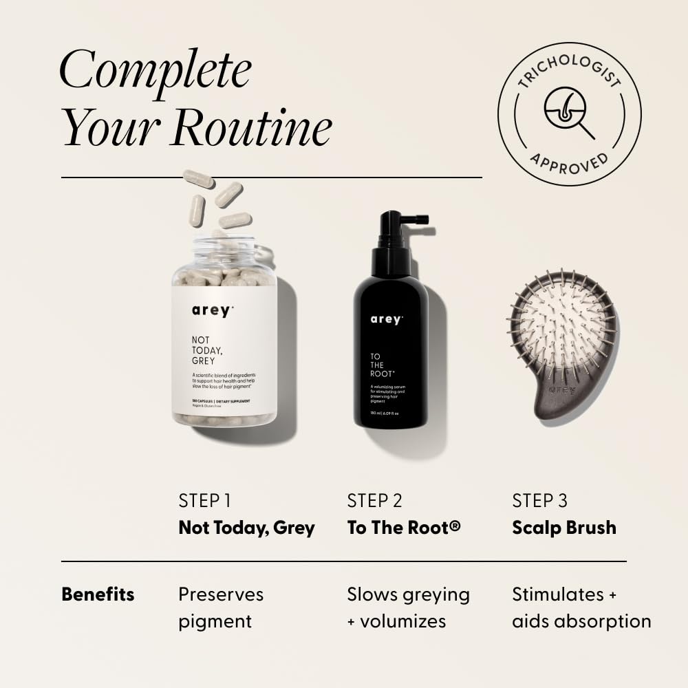 Arey Hair Serum & Scalp Brush Set - Targeted Scalp Care for Volume, Pigment & Health | Vegan & Oil-Free