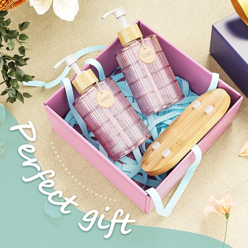 MASADI Soap Dispenser Set with Bamboo Tray for Kitchen & Bathroom