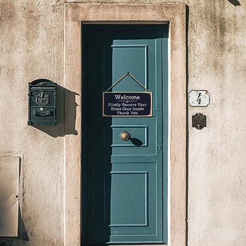 Wooden Welcome Sign - Kindly Remove Your Shoes Plaque | Retro Home Decor