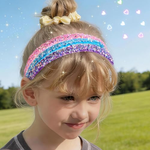WSYUB Sequin Headband Set for Girls | 3-Piece Glitter Hair Bands