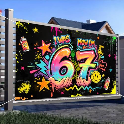 Graffiti Neon Birthday Backdrop for 7th Birthday Party - 72.8 x 43.3 Inch