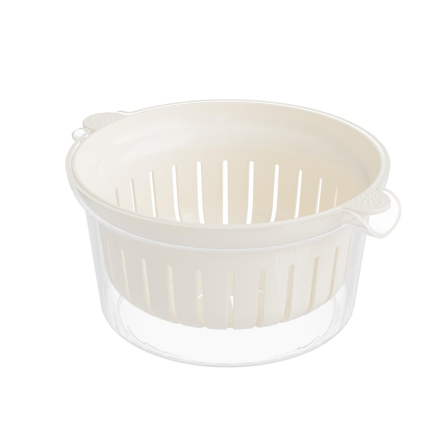 Fruit Drain Basket Set, Dual Layer Kitchen Colander with Drain Bowl for Washing Fruits Vegetables Pasta, Lightweight Food Strainer with Handles and Transparent Base for Home Kitchen Use