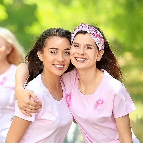 Pink Ribbon Headband A for Breast Cancer Awareness Women Support Knotted Hair Accessory