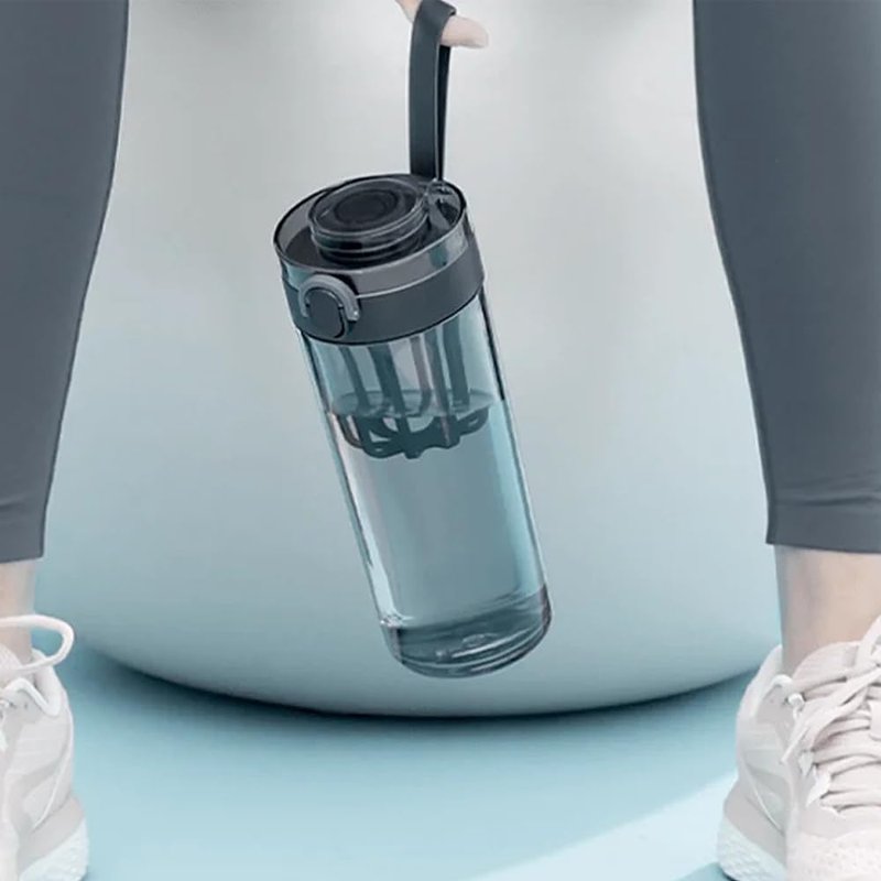 Xiaomi Tritan Water Bottle 600ml, BPA-Free Portable Cup with Tea Strainer & Leak-Proof Lock, One-Hand Operation, for Travel/Sports (Dark Grey)