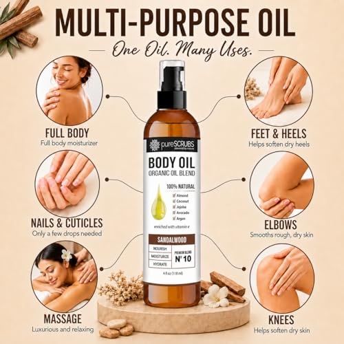 Sandalwood Body Oil for Dry Skin - Ultra Moisturizing 4oz