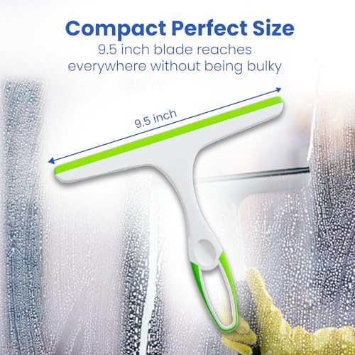 Middleofthemap Shower Squeegee - 9.5" Silicone Blade, Lightweight Handle