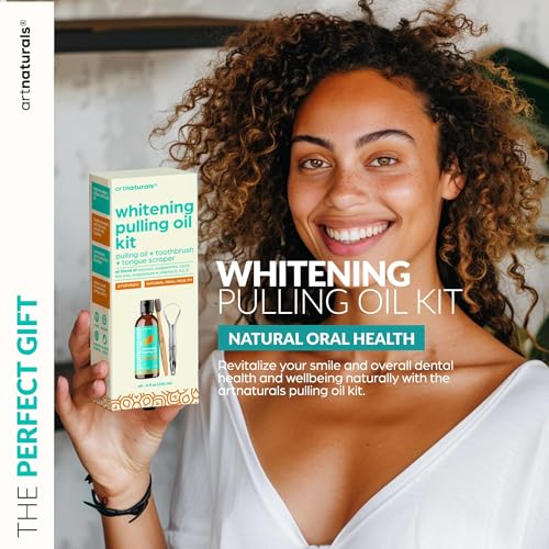 ArtNaturals Coconut Oil Pulling Kit with Bamboo Toothbrush & Tongue Scraper