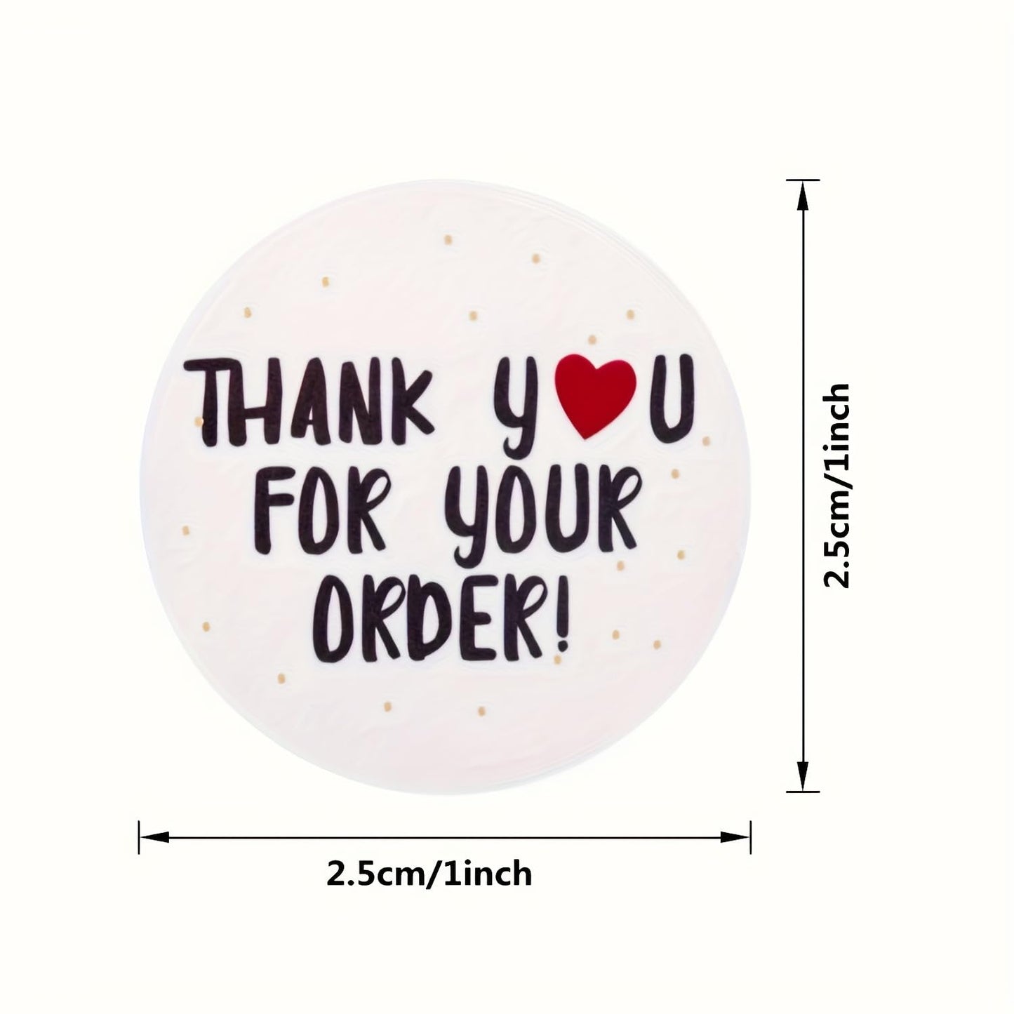 1 Inch (2.5cm) Round Matte Thank You Stickers, 500 Per Roll, Disposable Paper Labels for Orders, Gifts, Small Business Packaging, Easy to Peel and Stick