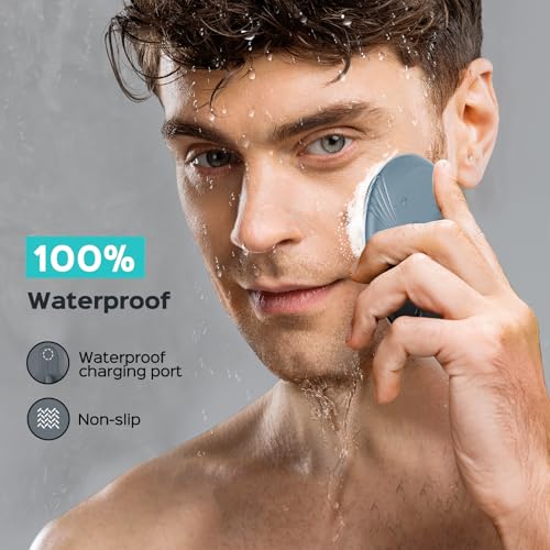 COSLUS FBS01 Facial Cleansing Brush - Compact Silicone Face Scrubber in Hazy Blue