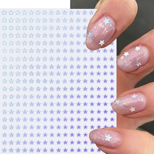6 Sheets Self-Adhesive Star Nail Art Stickers - 3D Glitter Designs