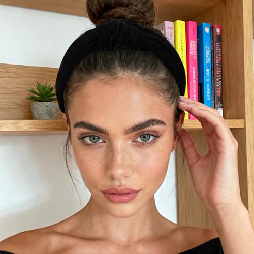 YISSION Black Velvet Knotted Headbands for Women Non Slip Wide Hair Accessory