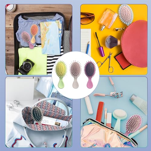 Mini Wet Hair Brush Set - 3 Travel Detangling Brushes for All Hair Types