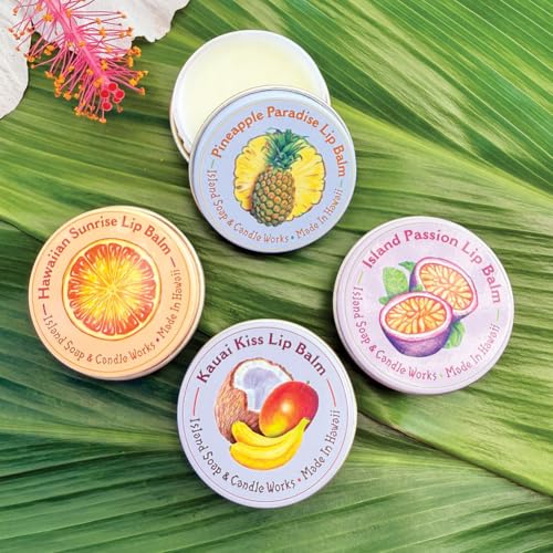Island Soap & Candle Works Tropical Lip Balm Sampler – 4 Pack Tin Set