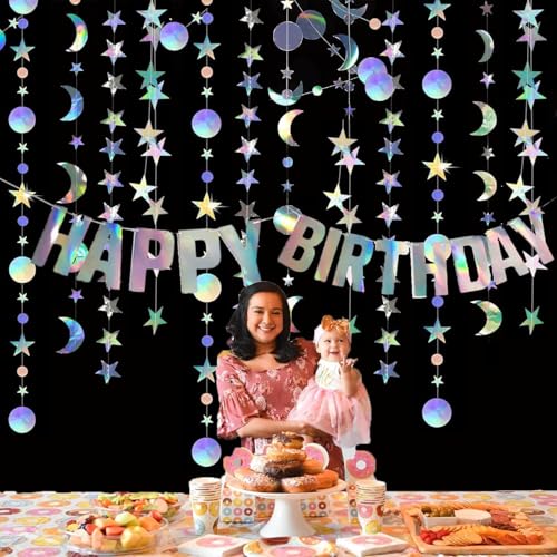 Metallic Star and Moon Garland Decoration Kit - 49ft Birthday Banner