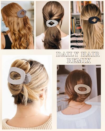 HOKEMP 6Pcs French Flat Hair Clips for Women - Matte Brown Set, Strong Hold for Thick & Thin Hair