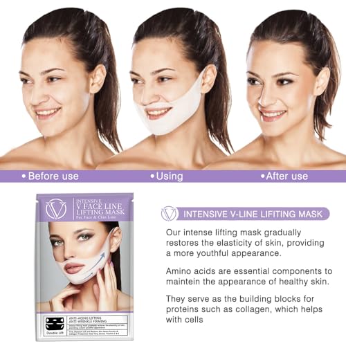 V-Line Lifting Mask, Collagen Chin Strap for Jawline & Double Chin (8 Pack)
