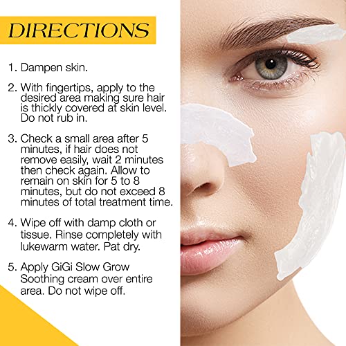 Gigi Hair Removal Cream, for the Face - 1 Oz, and Slow Grow Soothing Cream - 0.5 Oz, Hair Removal Kit for Sensitive Skin, 1-Pack