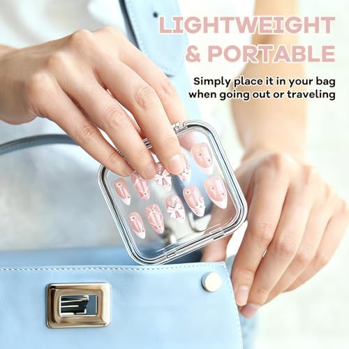 Clear 14Pcs Press On Nail Storage Cases with Double Sided Tape - Compact & Durable
