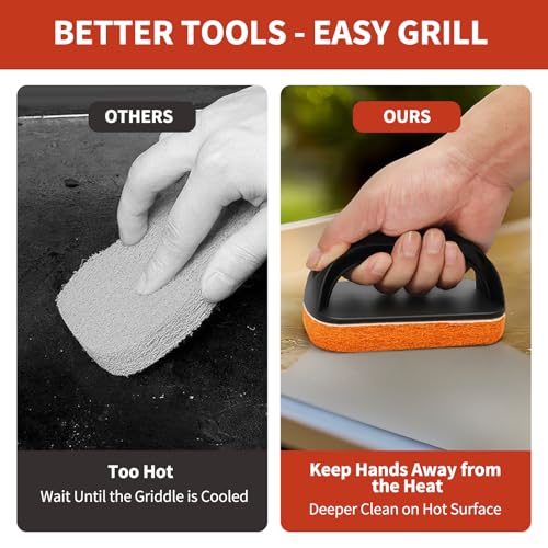 Griddle Cleaning Kit for Blackstone - Heavy-Duty Scraper & Non-Scratch Pads