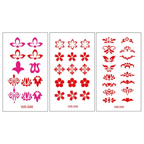 Lurrose Temporary Forehead & Face Tattoo Stickers 30 Sheets Chinese Style Body Art