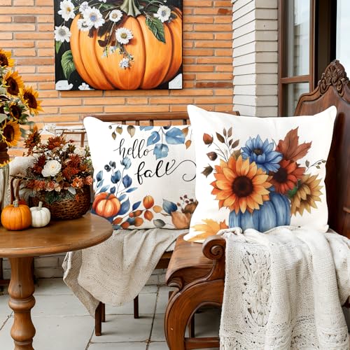 Velvet Fall Pillow Covers Set of 4 | Autumn Pumpkin Decor 18x18