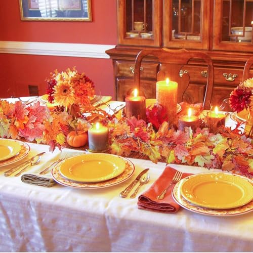 Artificial Fall Maple Leaf Garland - 3 Pack, 6 Ft Each for Thanksgiving Decor