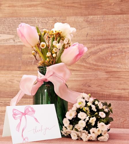 30-Pack Pink Bow Thank You Cards with Envelopes & Stickers