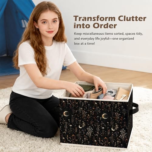 Gothic Floral Storage Bin - Collapsible Organizer for Clothes & Books