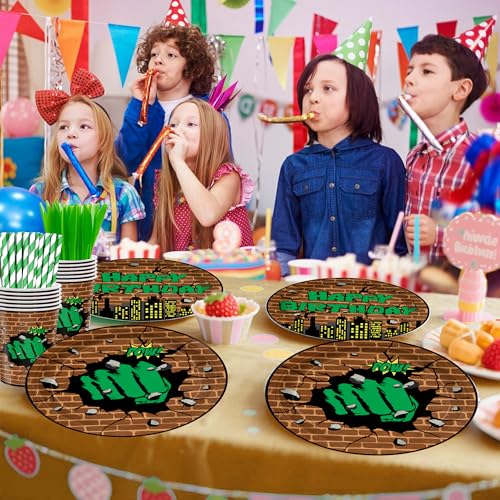 Green Hero Party Supplies Set for 24 Guests - 168PCS Birthday Decorations