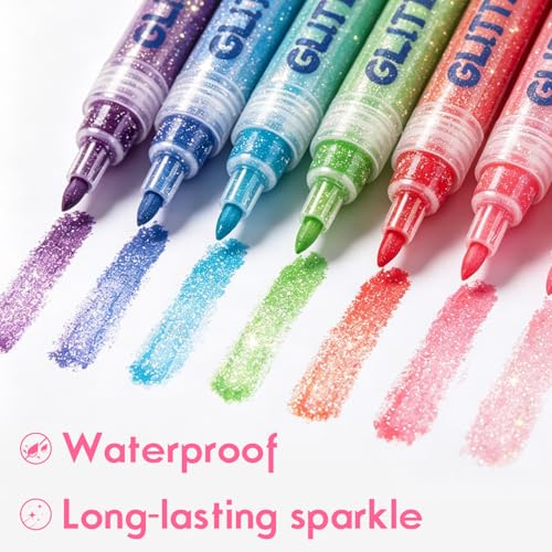 Topcent SET A Glitter Nail Art Pens Set - 12 Colors for DIY 3D Gel Nail Design