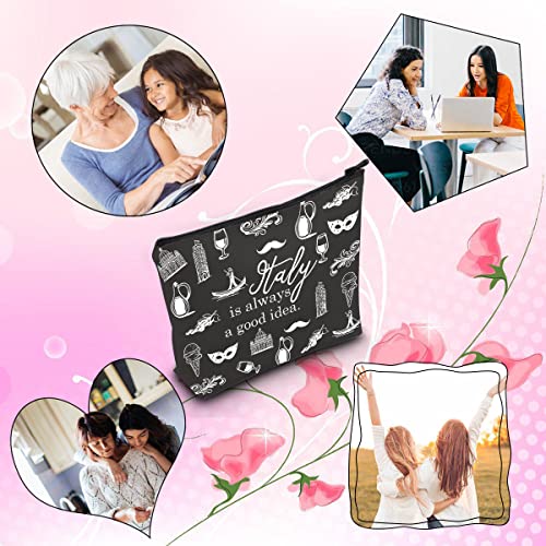 Italy Travel Gift Makeup Bag - Zipper Pouch for Cosmetics & Accessories
