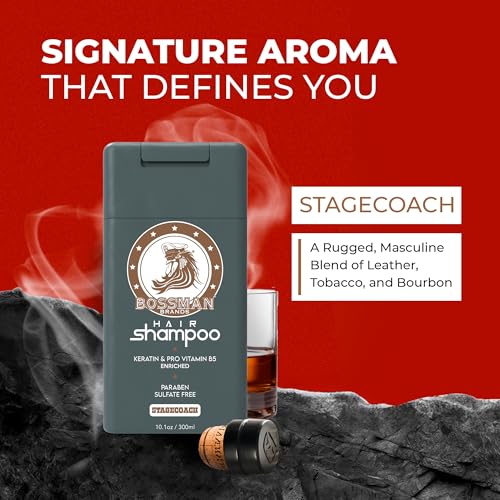 Bossman Men's Hair Shampoo with Keratin - Stagecoach Scent