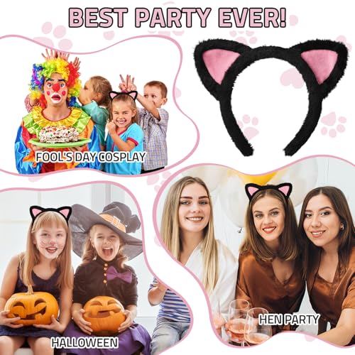Etercycle Black Fuzzy Cat Ear Headband for Halloween & Costume Parties - 1 Pack