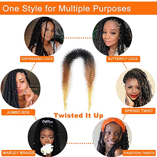 RENJOING 24 Inch Afro Spring Twist Hair Extensions - 3 Pack Crochet Braids