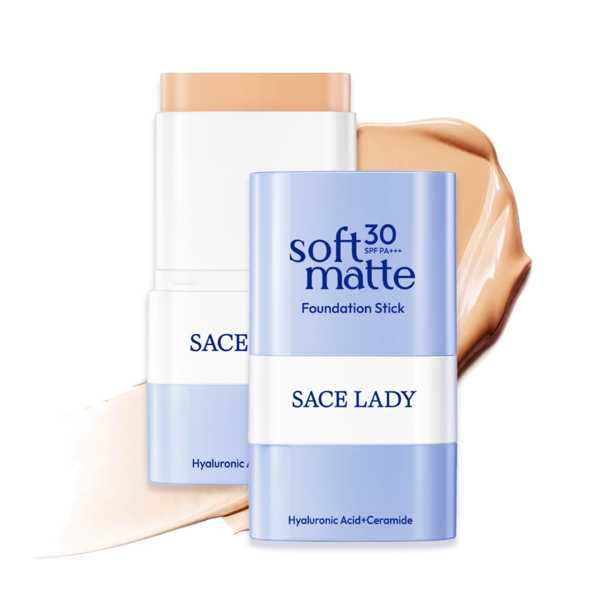 SACE LADY Foundation Stick - Medium to Full Coverage Makeup with Built-in Brush | Soft Matte Finish, SPF 30, 0.4 Oz