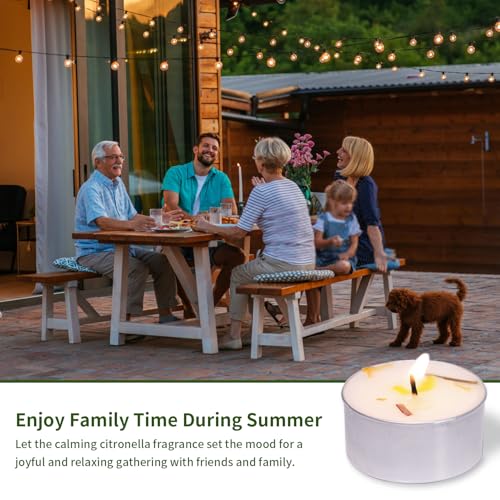 16 Pcs Citronella Scented Tealight Candles with Dried Lemongrass