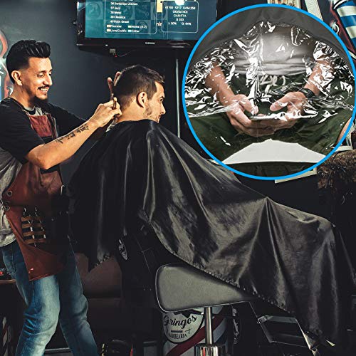 CM Barber Cape with Clear Window - Waterproof Hair Cutting Apron